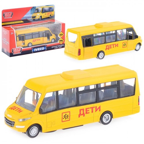 Автобус металл. Iveco Daily Vsn-700 Дети, 15 см, (двери, инерц,) в коробке